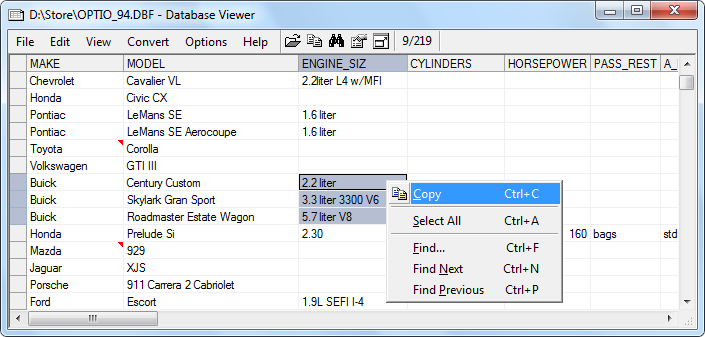 Database DBF viewer in Altap Salamander