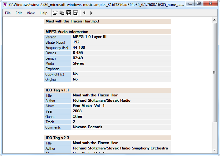 View MP3 tag file with Multimedia Viewer