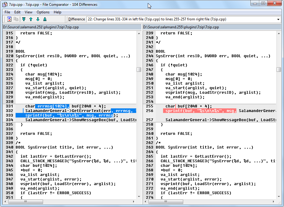 File Comparator - Text Mode