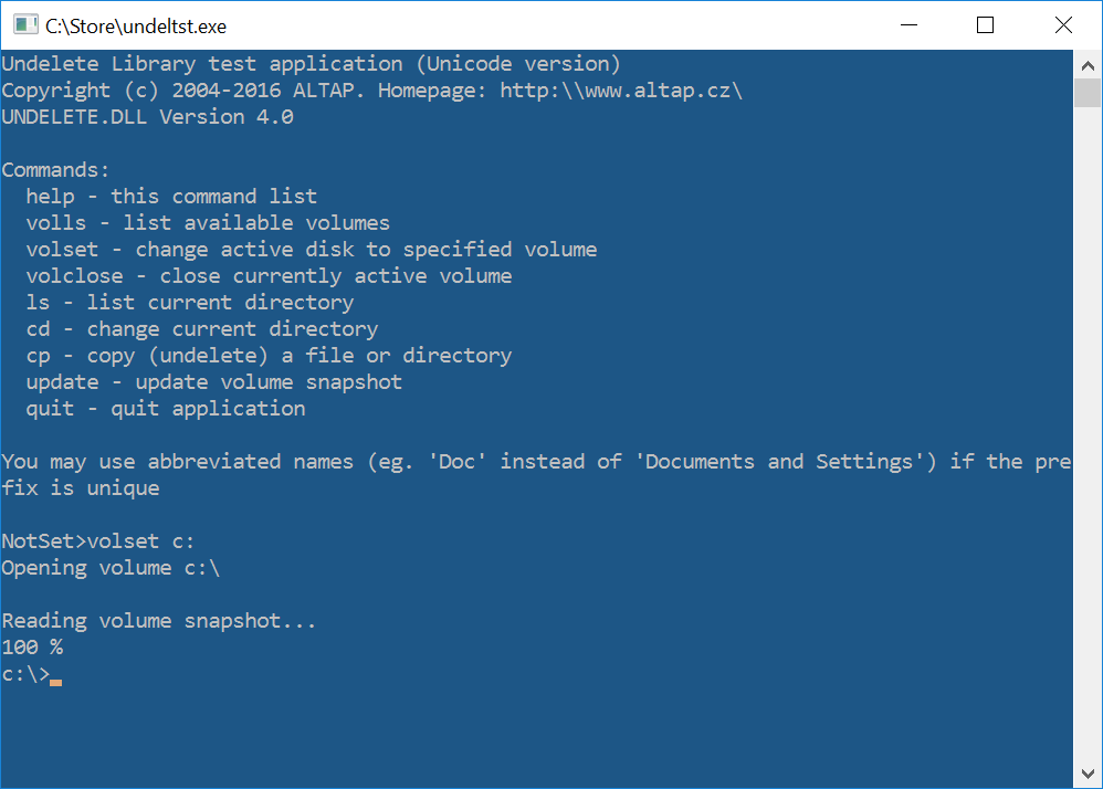 Testing application for Undelete Library